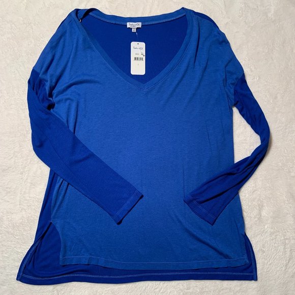 Women's Splendid Lightweight Long Sleeve Blue Top Supima Cotton Modal Size L - Picture 6 of 9